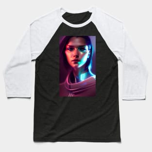 Cyberpunk Girl Close Up Baseball T-Shirt